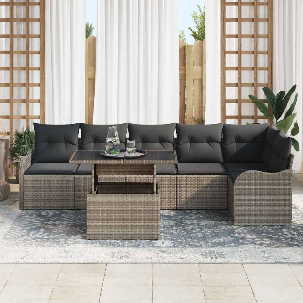 Garten-Sofa-Set 7 pcs Grau 100 x 55 x 73 cm Poly Rattan